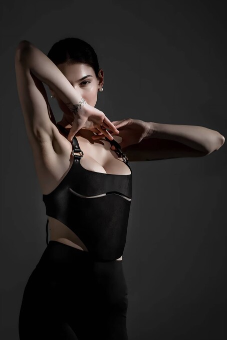 Deri Göğüs Harness, Şık Deri Büstiyer - APFT1406 - 7