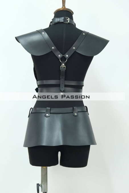 Deri Mini Elbise, Deri Harness Etek ve Göğüs Takım - APFT1371 - 6