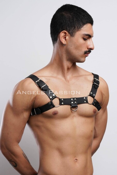 Erkek Bulldog Harness, Deri Göğüs Aksesuar, Deri Erkek Fantazi Giyim - APFTM149 - 3