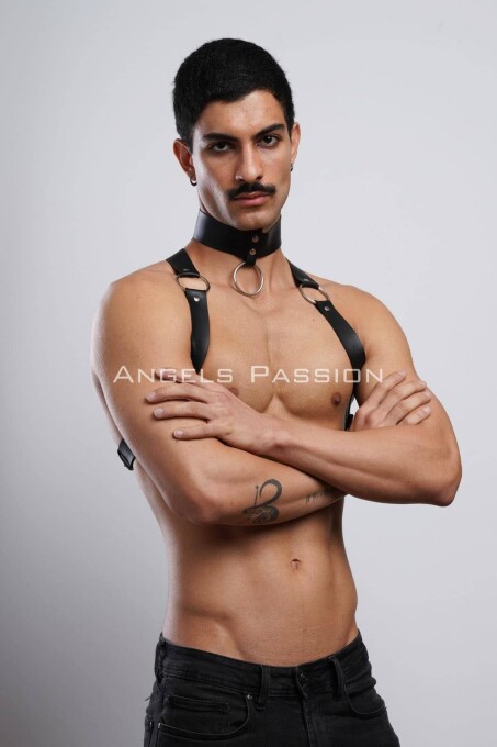 Erkek Choker ve Göğüs Harness, Erkek Parti Giyim - APFTM35 - 3