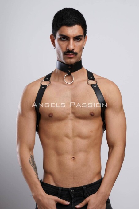 Erkek Choker ve Göğüs Harness, Erkek Parti Giyim - APFTM35 - 7