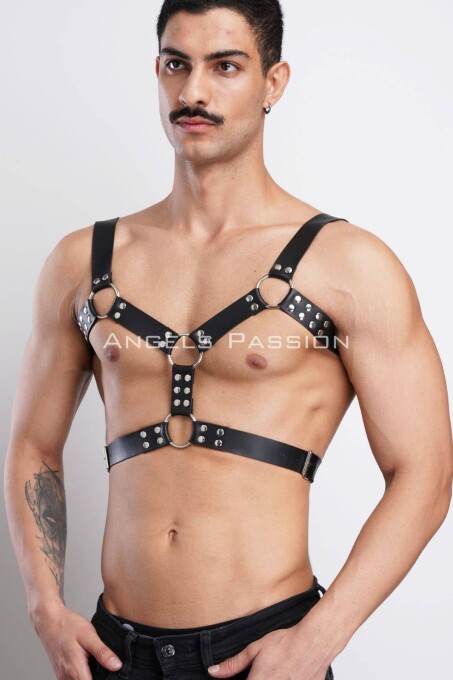 Erkek Deri Göğüs Harness, Erkek Parti Akseuar, Partywear - APFTM78 - 8