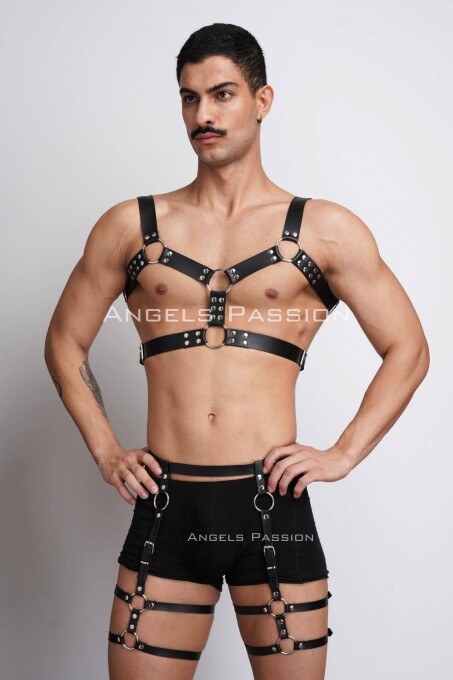Erkek Deri Göğüs Harness ve Bacak Harness Takım - APFTM195 - 4