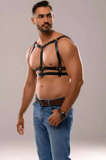 Erkek Deri Seksi Göğüs Harness - APFTM138 - 5
