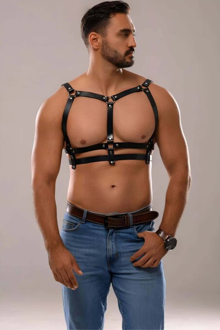 Erkek Deri Seksi Göğüs Harness - APFTM138 - 3