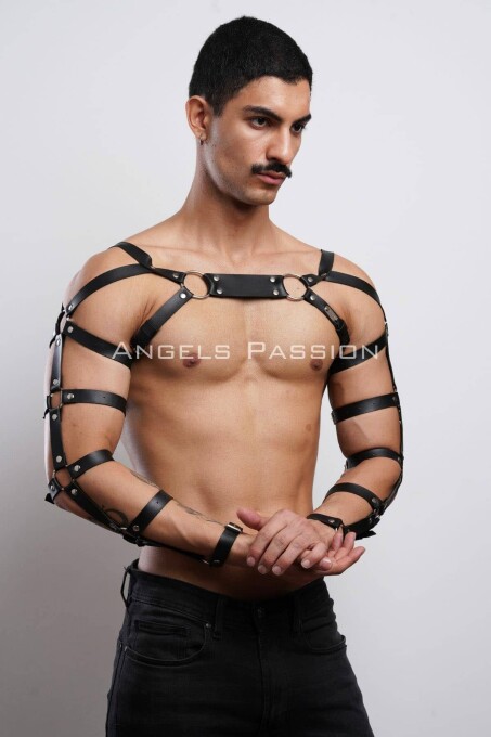 Erkek Fantazi Giyim Deri Kol ve Göğüs Harness - APFTM5 - 5