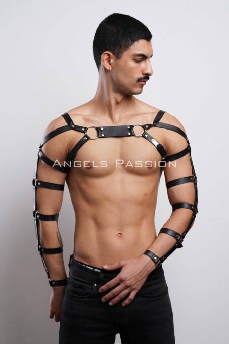 Erkek Fantazi Giyim Deri Kol ve Göğüs Harness - APFTM5 - 2