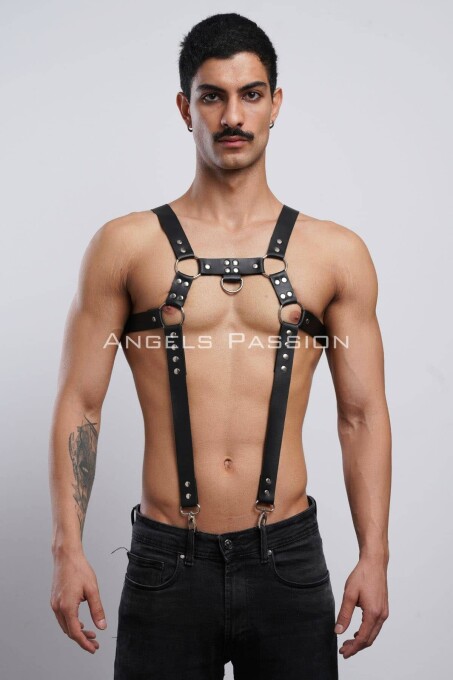 Erkek Göğüs Harness, Erkek Deri Pantolon Askısı, Erkek Clubwear - APFTM23 - 1