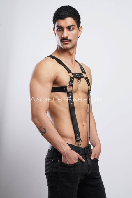 Erkek Göğüs Harness, Erkek Deri Pantolon Askısı, Erkek Clubwear - APFTM23 - 3