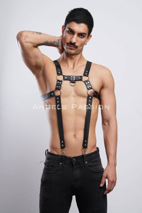 Erkek Göğüs Harness, Erkek Deri Pantolon Askısı, Erkek Clubwear - APFTM23 - 8