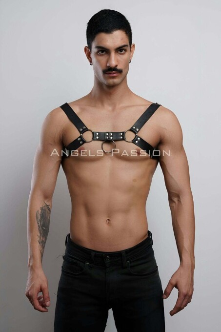 Erkek Göğüs Harness, Fantazi Giyim Deri Harness - APFTM7 - 1