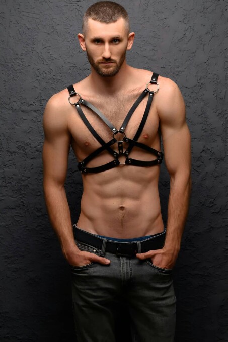 Erkek Göğüs Üzeri Deri Harness - APFTM104 - 1