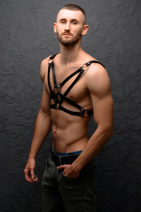 Erkek Göğüs Üzeri Deri Harness - APFTM104 - 3