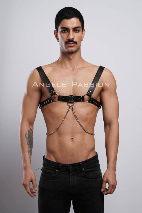 Erkek Gömlek Kemeri, Zincirli Göğüs Harness, Partywear, Clubwear - APFTM109 - 2