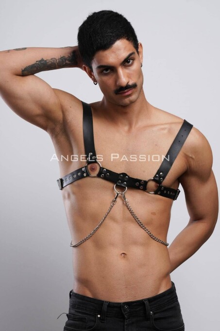 Erkek Gömlek Kemeri, Zincirli Göğüs Harness, Partywear, Clubwear - APFTM109 - 1