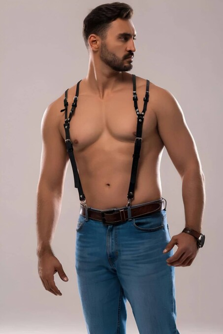 Erkek Omuzdsan Askılı Deri Harness - APFTM140 - 5