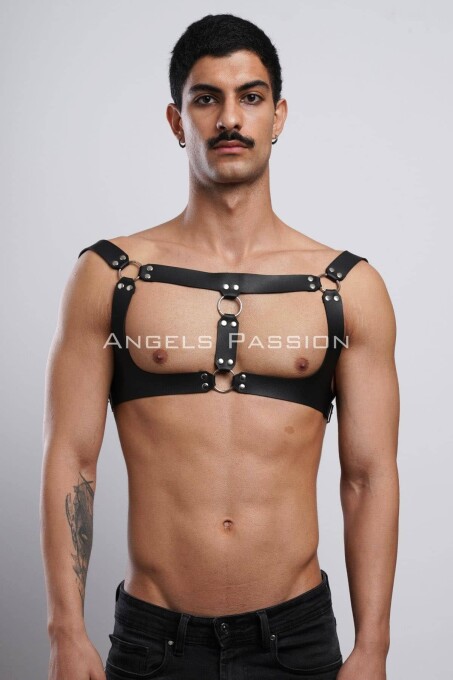 Erkek Parti Aksesuar, Clubwear, Deri Göğüs Harness, Erkek Fantezi Giyim - APFTM116 - 2