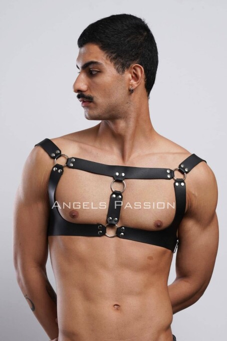 Erkek Parti Aksesuar, Clubwear, Deri Göğüs Harness, Erkek Fantezi Giyim - APFTM116 - 4