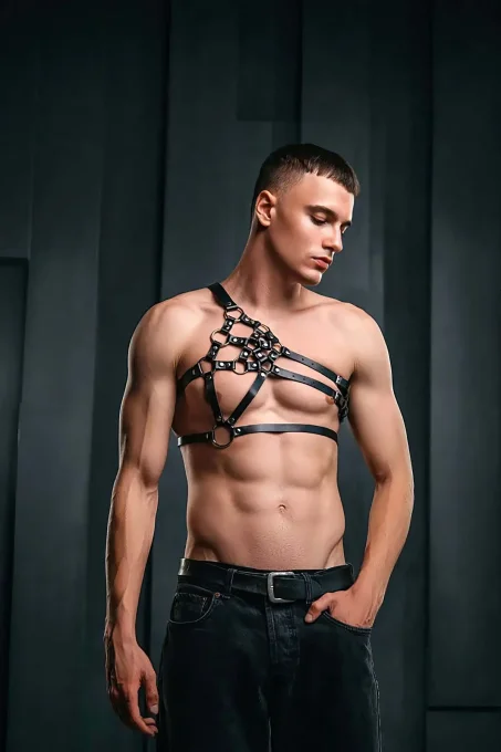 Erkek Tek Omuzdan Askılı Deri Harness - APFTM224 - Angels Passion (1)