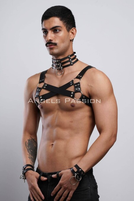 Gay Fantazi Giyim, Erkek Partywear, Tecnowear, Erkek Göğüs Harness- APFTM55 - 4