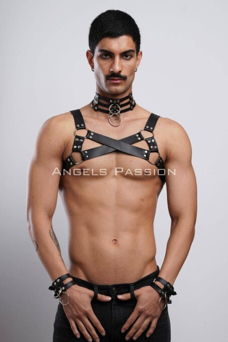 Gay Fantazi Giyim, Erkek Partywear, Tecnowear, Erkek Göğüs Harness- APFTM55 - 2