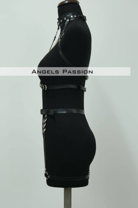 Fantazi İç Giyim Zincirli Erotik Harness Takım - APFT1081 - 5