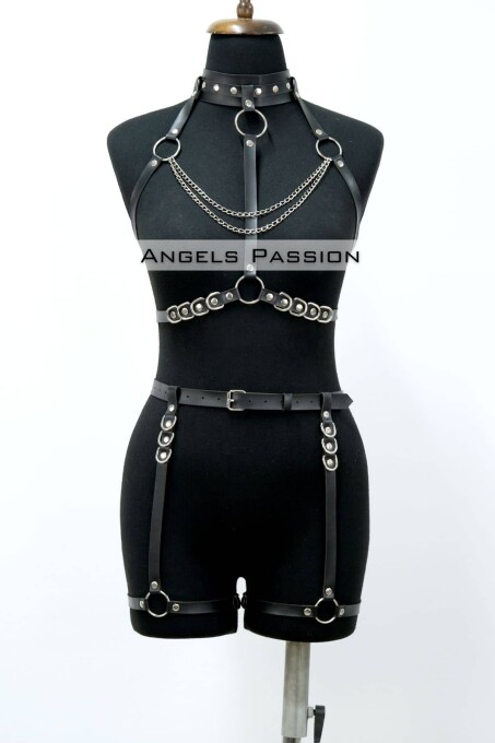Fantazi İç Giyim Zincirli Erotik Harness Takım - APFT1081 - 1
