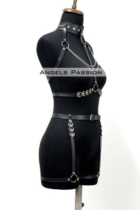 Fantazi İç Giyim Zincirli Erotik Harness Takım - APFT1081 - 3