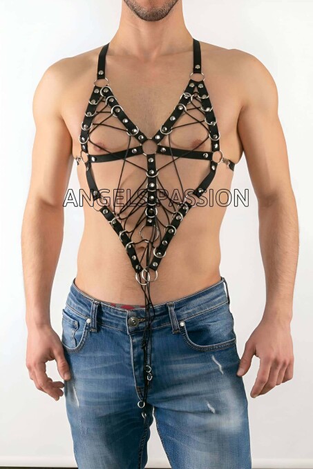 Göğüs Üzeri Lastik Harness - Seksi Erkek Lastik Harness Modelleri - Lastik Erkek İç Giyim - APFTM70 - 2