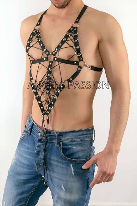 Göğüs Üzeri Lastik Harness - Seksi Erkek Lastik Harness Modelleri - Lastik Gay İç Giyim - APFTM70 - 1