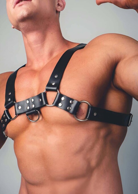 Göğüs Üzeri Seksi Deri Erkek Harness - APFTM52 - 4