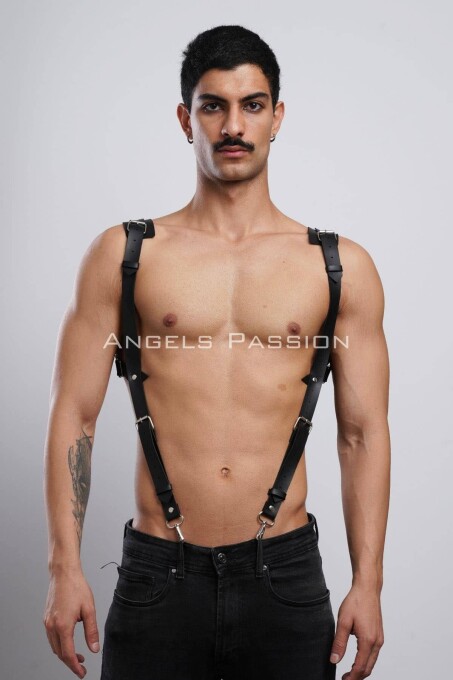 Gömlek Üzeri Erkek Harness Aksesuar, Omuz Detaylı Deri Harness - APFTM135 - 5