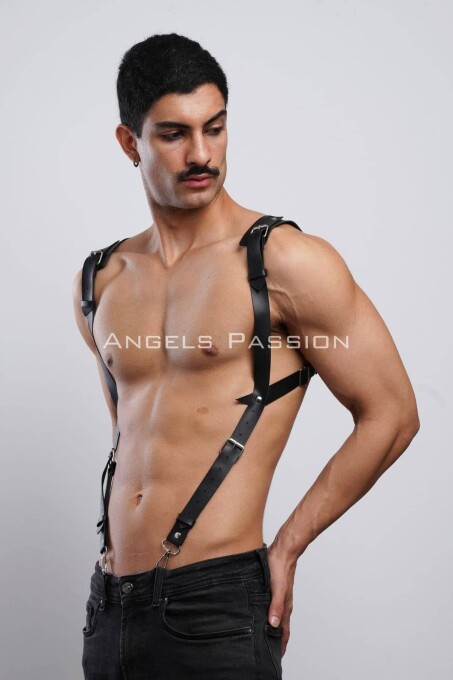 Gömlek Üzeri Erkek Harness Aksesuar, Omuz Detaylı Deri Harness - APFTM135 - 4