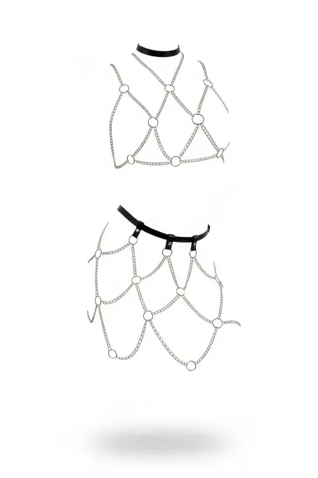 Gümüş Etek Zincir Detaylı Etek Halka Bağlantılı Vücut Aksesuarı - APFT475 - 1