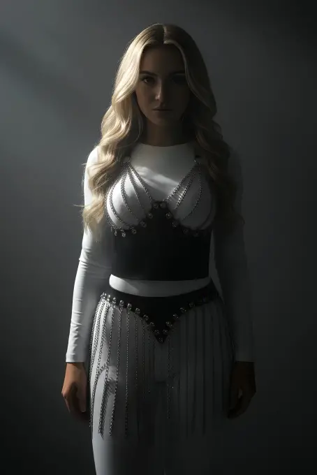 Gümüş Etek Zincir Detaylı Etek Püsküllü Mini Etek Parti Kıyafeti - APFT994 - 6