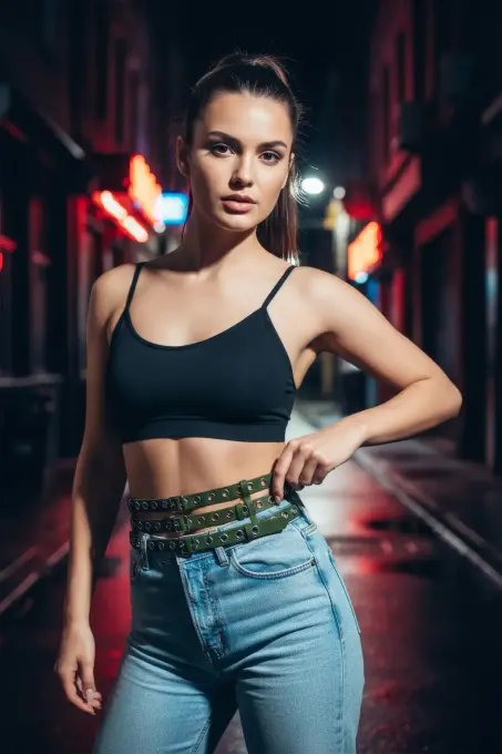 Haki Kadın Kemer Çift Sıra Metal Halkalı Bel Aksesuarı - APFT641 - 1