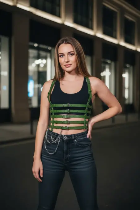 Haki Kadın Kemer Çok Tokalı Vücut Aksesuarı - APFT626 - 3