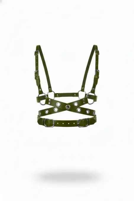 Haki Kadın Kemer Çoklu Tokalı Çapraz Vücut Aksesuarı - APFT890 - 1