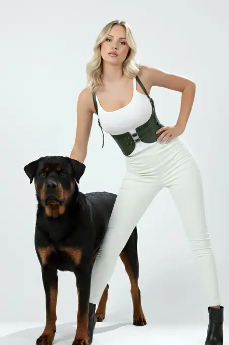 Haki Kadın Kemer Geniş Suni Deri Korse Kemer - APFT605 - 3