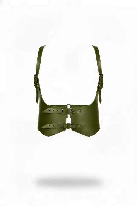 Haki Kadın Kemer Omuz Detaylı Geniş Korse Kemer - APFT612 - 1