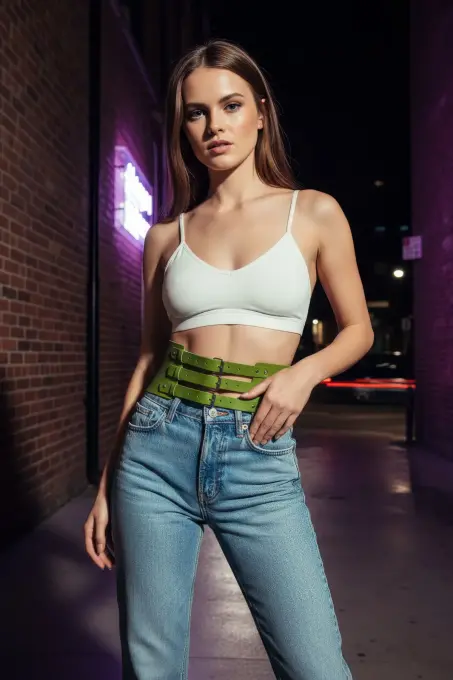 Haki Kadın Kemer Üç Tokalı Geniş Korse Kemer - APFT624 - 4