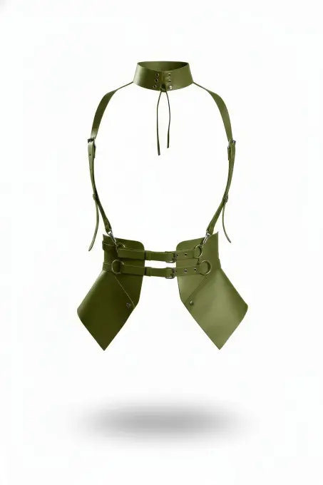 Haki Kadın Kemer Yüksek Yaka Korse Detaylı - APFT622 - 1