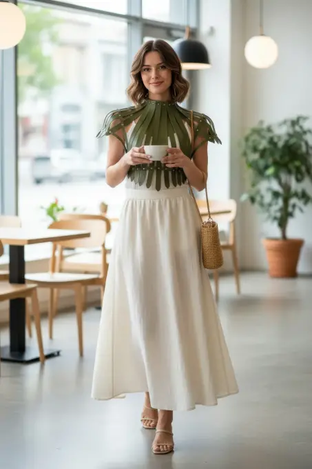 Haki Kadın Kemer Zımba Detaylı Deri Korse - APFT1257 - 2