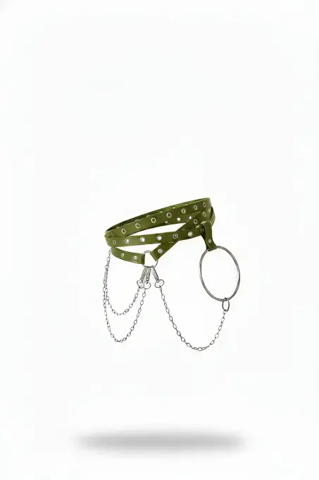 Haki Kadın Kemer Zincir Detaylı Metal Halka Aksesuarı - APFT621 - 1