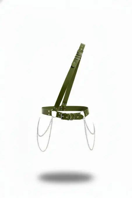 Haki Kadın Kemer Zincir Detaylı Omuz Aksesuarı - APFT813 - 1