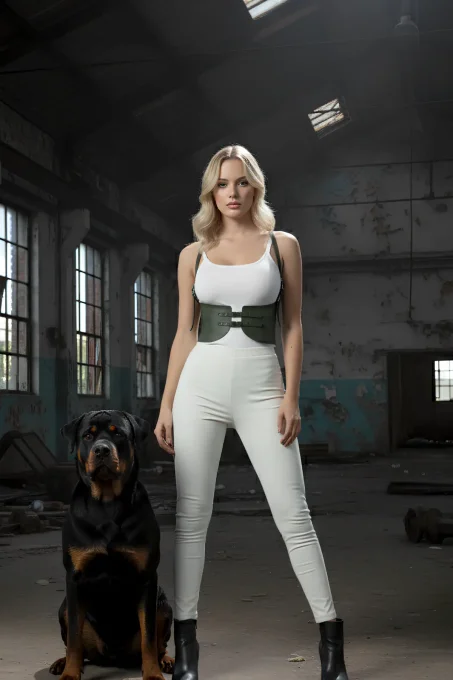 Haki Renk Kalın Kadın Kemeri, Deri Kemer Harness - APFT605 - 3