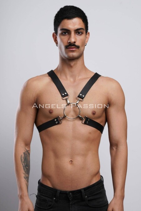 Halka Detaylı X Göğüs Erkek Harness, Gömlek Kemeri, T-Shirt Kemeri, Clubwear - APFTM178 - 1