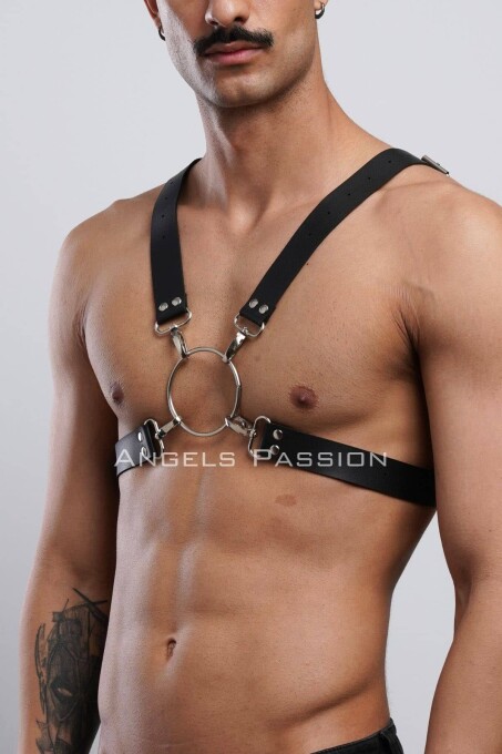 Halka Detaylı X Göğüs Erkek Harness, Gömlek Kemeri, T-Shirt Kemeri, Clubwear - APFTM178 - 3