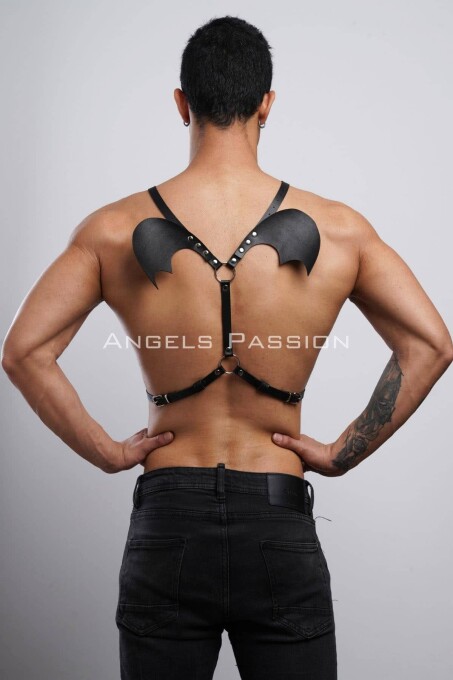 Kanatlı Erkek Harness, Erkek Göğüs Harness ve Kanat Detay, Deri Kanatlı Harness - APFTM150 - 5