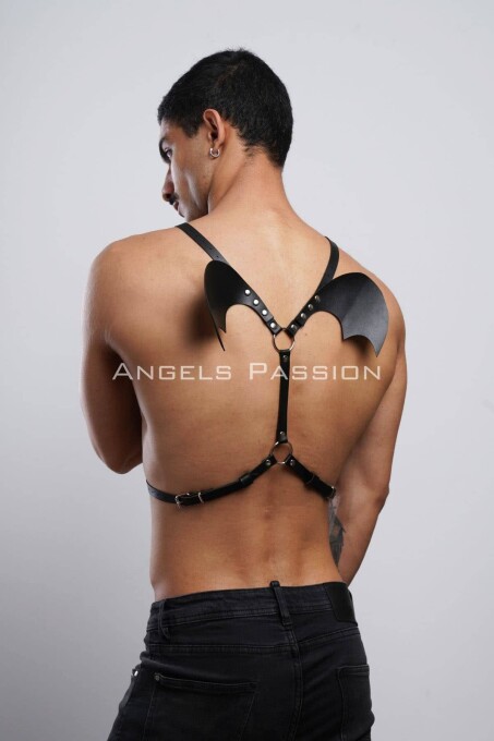 Kanatlı Erkek Harness, Erkek Göğüs Harness ve Kanat Detay, Deri Kanatlı Harness - APFTM150 - 6